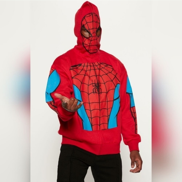 MARVEL Spider-Man Zip Up Hoodie Face Mask NWOT - Halloween, Cosplay - Picture 16 of 16